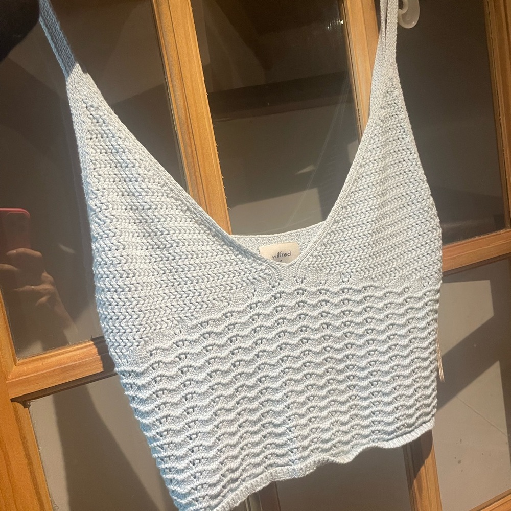 Wilfred Textured Knit Crop Top - Light Blue